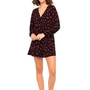 Ricki's Tunic Wrap Dress Romper, Black and Red, Size XL